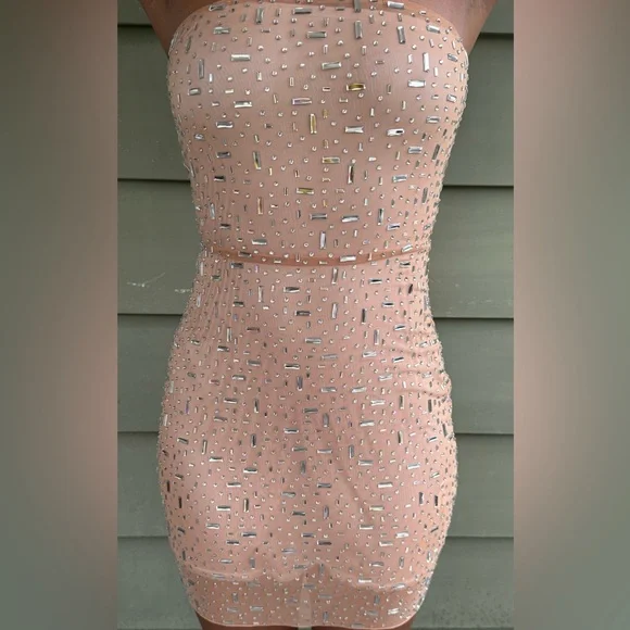 Oh Polly | Dresses | Oh Polly Pink Never Worn Sequin Strapless Bodycon Dress  | Poshmark